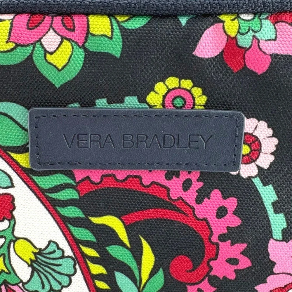 Vera Bradley Paisley Floral Insulated Lunch Bag Black Pink Green Zip Cooler